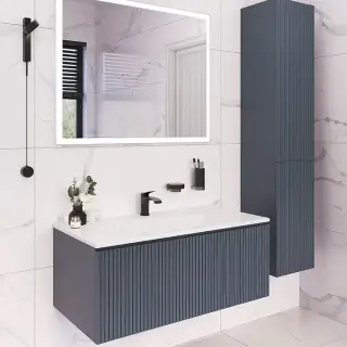 TW Shape комплект подвесной мебели 100х50см, с раковиной, с 1 выдвиж. ящиком с механизмом push-to-open, цвет: серый матовый RAL7016