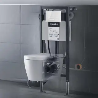 Duravit ME by Starck Унитаз подвесной Rimless 37.5х57.4см, с сиденье SensoWash® Starck f Lite, инсталляция в комплекте, цвет: белый