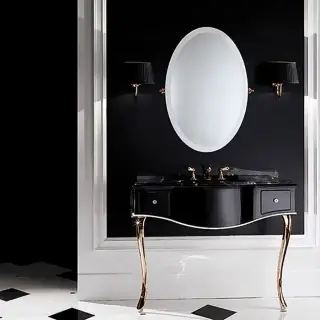 Devon&Devon Audrey, Комплект мебели мрамор: nero marquina, ножки золото, напольный, Цвет: чёрный с белым кантом,