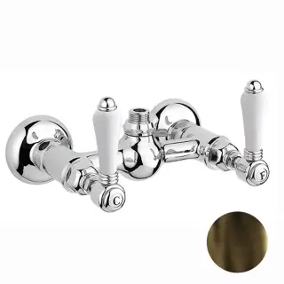 Nicolazzi P.m. Blanc Смеситель для душа на 2 отверстия, вывод сверху 1/2&quot; (без шланга и лейки), ручки белая керамика, цвет: бронза