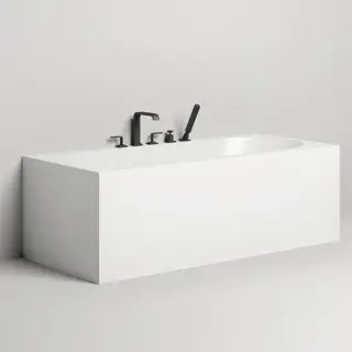 Salini Fabia Ванна пристенная 180х80х60 cм, овальная чаша, донный клапан, сифон, слив-перелив, материал: S-Sense, цвет: белый матовый