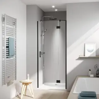 Kermi LIGA Дверь в нишу c непод.сегментом LI SFR 1200x2000, Schwarz Soft+прозрачное стекло с Kermiclean