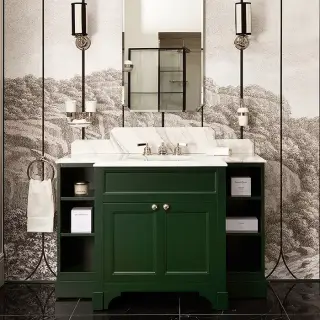 Devon&Devon Flair Тумба под раковину 128х102см., со столешницей из мрамора Calacatta Borghini и раковиной White50, цвет: English Green