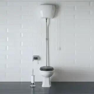 Globo Paestum Унитаз напольный  58х37,5см, слив пол, с высоким бачком, трубой, цвет: белый/хром