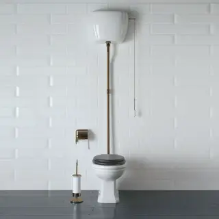 Globo Paestum Унитаз напольный 58х37,5см, с высоким бачком, трубой, цвет: белый/бронза