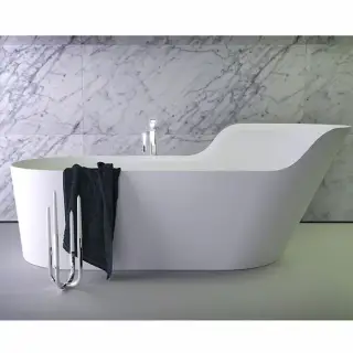 KNIEF Glow Ванна отдельностоящая ассимметричная правая  182х82х70/50см  со сливом, цвет: белый матовый