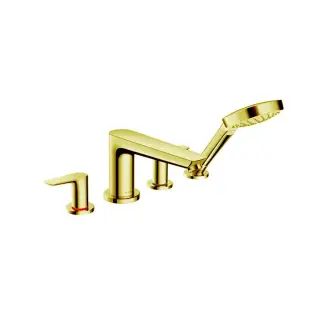 Hansgrohe Talis E Смеситель на борт ванны, на 4 отв, с ручным душем, излив 196мм, цвет: золото