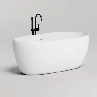 Salini Luce Ванна отдельностоящая 150х75х58cм., донный клапан &quot;Up&Down&quot;, сифон, слив-перелив, мат-л: S-stone, цвет: матовый белый