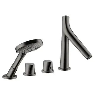 Axor Starck Organic Смеситель на борт ванны, на 4 отв., с ручным душем, цвет: полированный черный хром