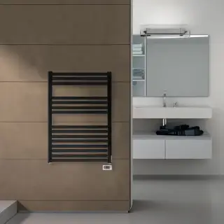 Irsap Ares Полотенцесушитель эл-й 58x81.8x3см (15 трубок-2 промежутка), мощность: 400 ватт, с регулятором, провод: 120см, цвет: черный матовый (K1)