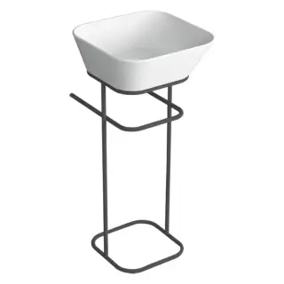 Simas Wave Структура металлическая напольная 30х40х75 см, с раковиной без отв. под смеситель, цвет: черный матовый