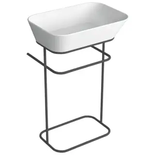 Simas Wave Структура металлическая напольная 50х40х75 см, с раковиной без отв. под смеситель, цвет: черный матовый