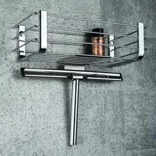 Colombo Complementi настенный держатель для приспособления для сгона воды с полочкой, цвет: сталь