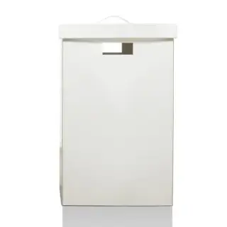 Decor Walther Brownie WB Корзина для белья 38.5x38.5x60.5, с крышкой, напольная, цвет: белая кожа