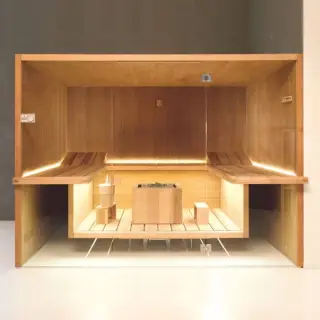 Effegibi Air 105 Corner Сауна 247x182x213см, угловая SX, цвет: осина термообработанная