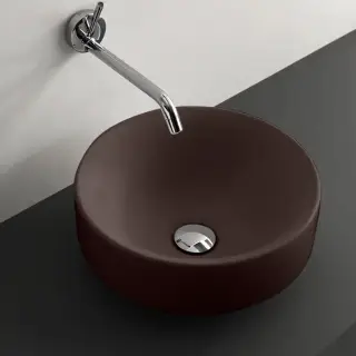 Kerasan Cento Раковина 45 см, без отв., круглая, без перелива, накладная/встраиваемая, цвет: Borgogna matt
