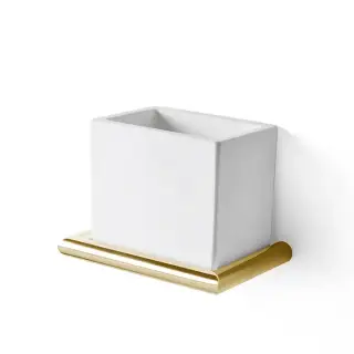 3SC Guy Стакан подвесной, композит Solid Surface, цвет: белый матовый/золото 24к. Lucido