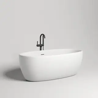 Salini Luce Ванна отдельностоящая 170х85х58cм, донный клапан &quot;Up&Down&quot;, сифон, слив-перелив, S-stone, цвет: белый матовый