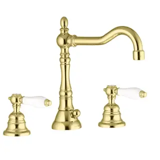 Carlo Frattini Herend Смеситель для раковины, на 3 отверстия, с поворотным изливом, с донным клапаном, цвет: золото