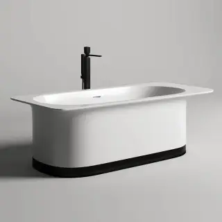 Salini Ninfea Ванна отдельностоящая 180х82х57.5cм,  донный клапан, сифон, слив-перелив, S-stone, цвет: белый матовый