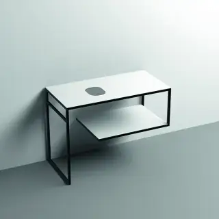 Kerasan Louise Металлическая структура для раковины 100х74см, напольная, с полкой, с 1 отв., с полотенцедержателем, цвет: белый матовый