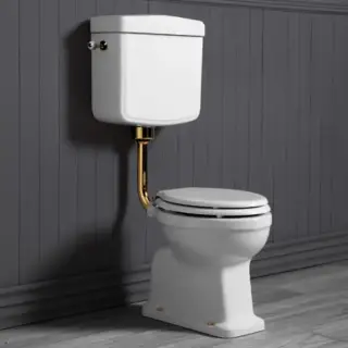 SIMAS Londra Унитаз 60х36.5см, c горизонтальным сливом со средним бачком, механизмом и трубой цвет золото