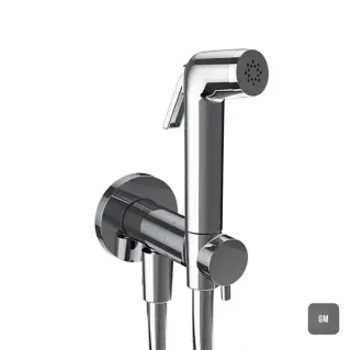 Almar Гигиенический душ со шлангом 120см., вывод с держателем и прогрессивный картридж, цвет: оружейный металл брашированный PVD