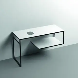 Kerasan Louise Металлическая структура для раковины 120х74см, напольная, с полкой, с 1 отв., с полотенцедержателем, цвет: белый матовый