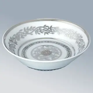 THG MARQUISE BLANC DECOR PLATINE Блюдо керамическое ø130 мм., настольное, декор платина, цвет: белый