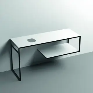 Kerasan Louise Металлическая структура для раковины 140х74см, напольная, с полкой, с 1 отв., с полотенцедержателем, цвет: белый матовый