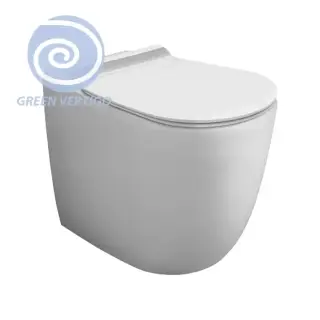 Simas Vignoni Унитаз напольный 56х36,5см., безободковый, слив универсальный, смыв TORNADO (green vertigo), цвет: белый