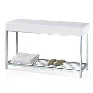 Decor Walther DW 67 Скамья с полочкой 90x30x52см, напольная, цвет: хром / белый