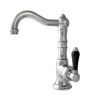 Nicolazzi Ceramica Nera Смеситель для раковины однорычажный, с донным клапаном, ручки черная керамика, цвет: хром