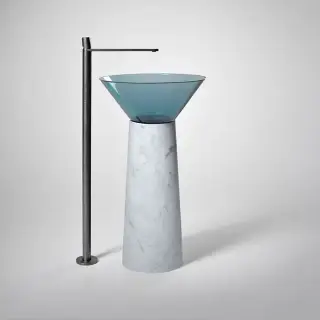 Antonio Lupi Albume Раковина 48х65 см, без отв., на пьедестале, Cristalmood, цвет: Petrolio/Marmo Carrara