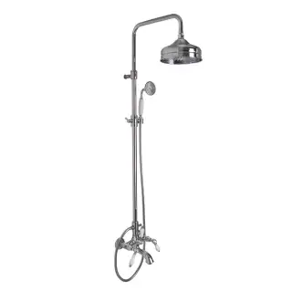 Carlo Frattini Herend, Смеситель с душевой стойкой, верхним душем и душевым комплектом, цвет: Хром