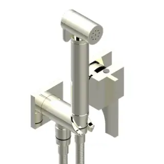 THG Hamptons Гигиенический душ в комплекте с встраиваемым однорычажным смесител, шланг 125см, держатель, с подвод воды, внешн часть, цвет: Polished nickel