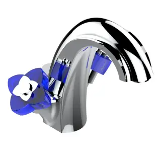 THG Pуtale de cristal bleu Смеситель для раковины, 1 отв., цвет: хром/синий хрусталь