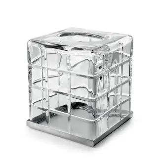 3SC Palace Контейнер для бумажных салфеток настольный 13хh15х13 см, цвет: прозрачный хрусталь/никель сатинированный матовый
