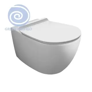 Simas Vignoni Унитаз подвесной 56х36,5см., безободковый, смыв TORNADO (green vertigo), цвет: белый матовый