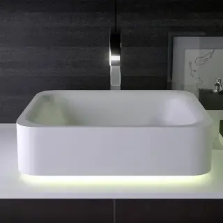 KNIEF Shine Раковина 50х40х15 см, без отв., накладная, без перелива, с LED подсветкой, цвет: белый матовый