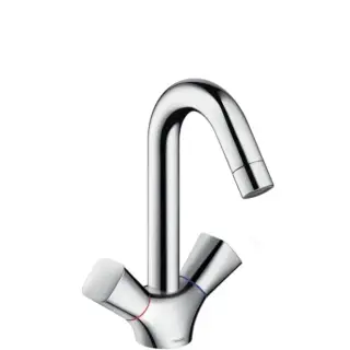 Hansgrohe Logis, Смеситель для раковины, поворотный излив, с донным клапаном, Цвет: хром