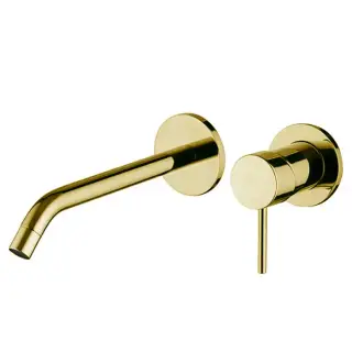 Fima Carlo Frattini Spillo UP Смеситель для раковины настенный, однорычажный, излив 21см, внешняя часть, цвет: золото
