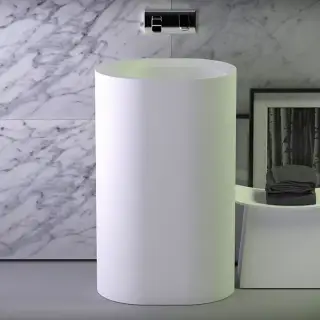 KNIEF Glow Раковина 55х40х90 см, без отв., без перелива, выход в пол, цвет: белый матовый