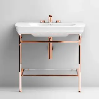 Artceram Civitas Металическая структура Quadra 76х44хh80,5см, полка стекло, напольная, цвет: розовое золото