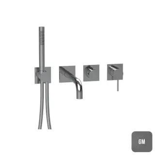 Almar Modular Смеситель для ванны, настенный, с ручным душем, цвет: Gun Metal Brushed PVD