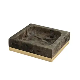 3SC Palace Marmo Мыльница настольная, цвет: мрамор Emperador dark/золото 24к.