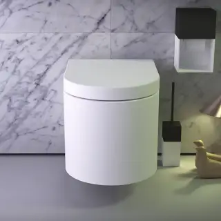 KNIEF Glow Унитаз подвесной безободковый 52x39x36см с крышкой микролифт, цвет: белый матовый