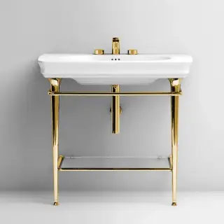 Artceram Civitas Структура металлическая Tonda 90х50см , полка стекло, напольная, цвет: золото