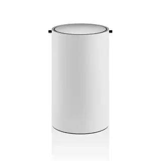 Decor Walther Stone BEMD Корзина для бумаги Ø185х300 мм., с вращающейся крышкой, цвет белый матовый/полированная нержавеющая сталь