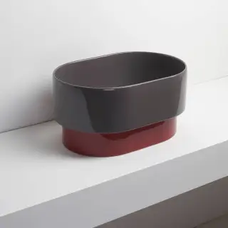 Simas Po-mo Раковина 50x33xh24см., полувстраеваемая сверху без отв., без перелива, цвет: GRAFITE/RUBINO